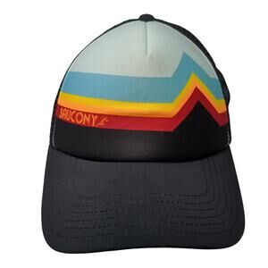 Saucony Snapback Trucker Hat Black One Size Adjustable Mesh Back Outdoor Printed